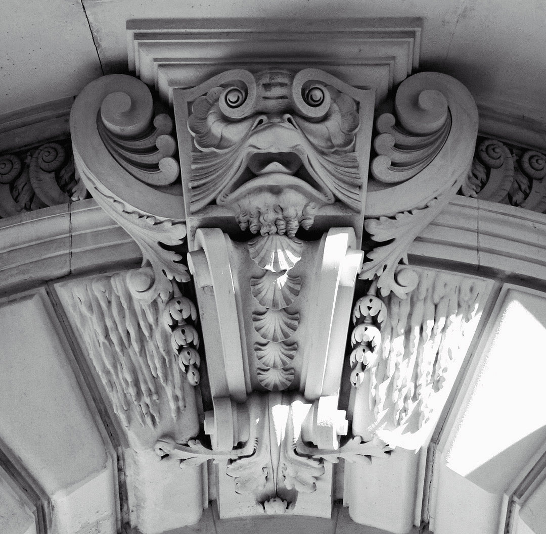 Stone carving detail from Le Musee Oceanographique in Monaco. A key inspiration.