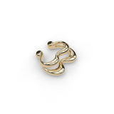 18ct yellow gold Heartbeat ear cuff, angled elevated view capturing polished finish.