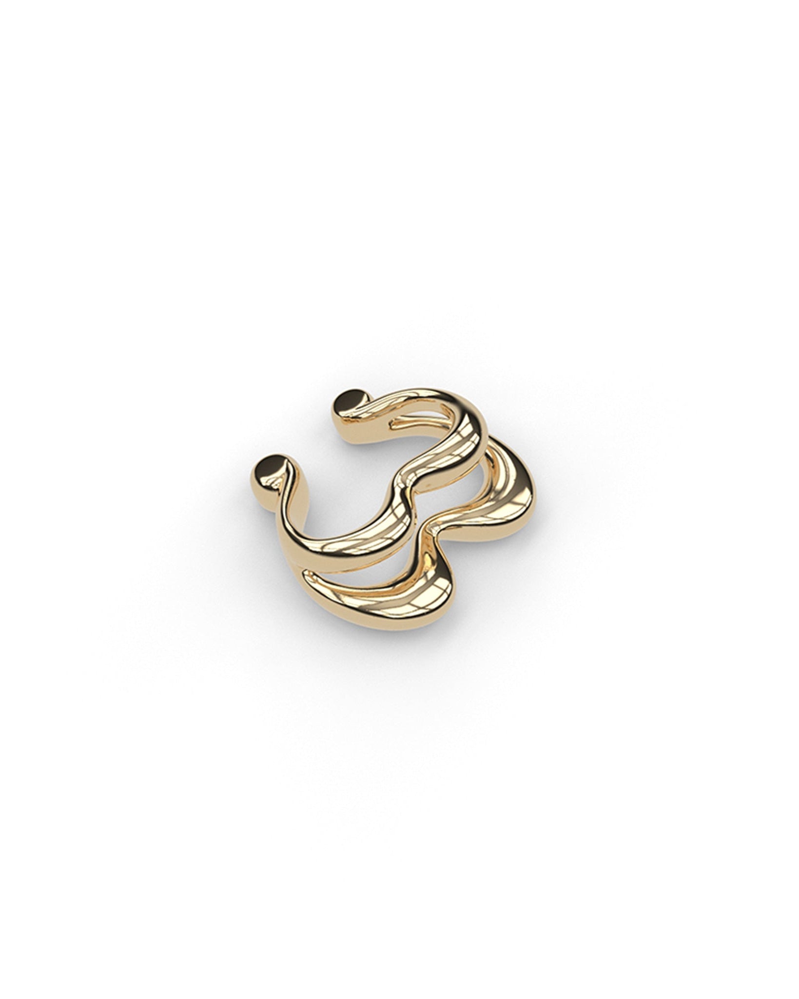 18ct yellow gold Heartbeat ear cuff, angled elevated view capturing polished finish.