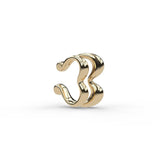 18ct yellow gold Heartbeat ear cuff, right side view highlighting contour.