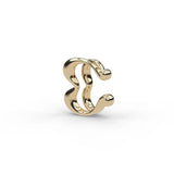 18ct yellow gold Heartbeat ear cuff, left angle showing wave profile.