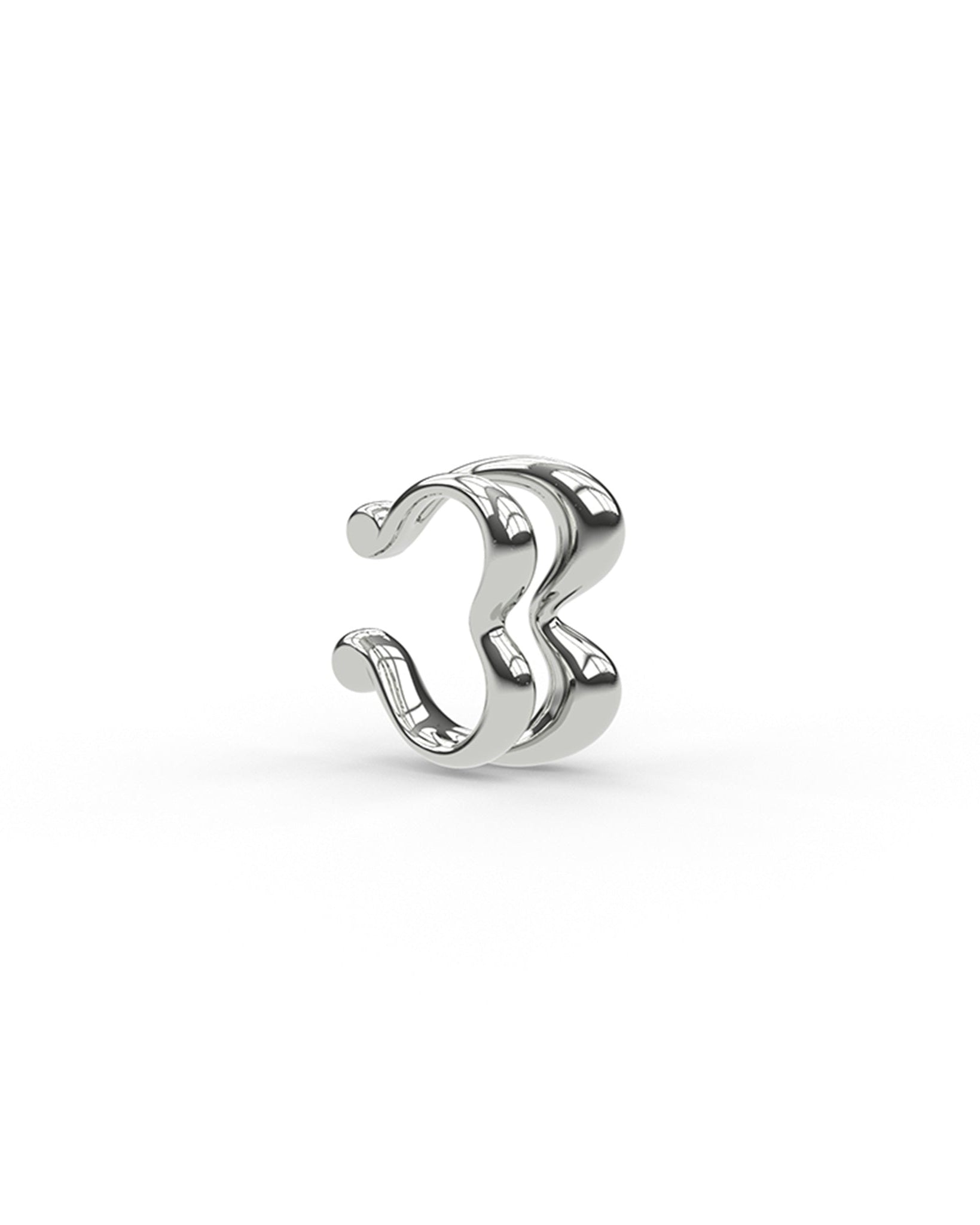 Sterling silver Heartbeat ear cuff, right side view highlighting silhouette.